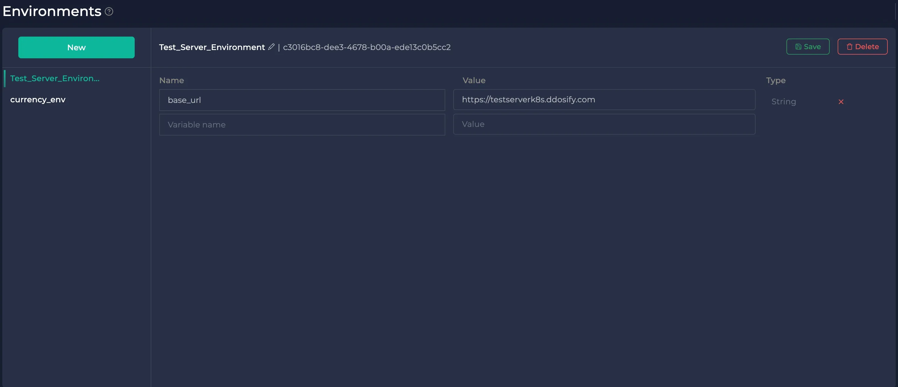 Environment page variables