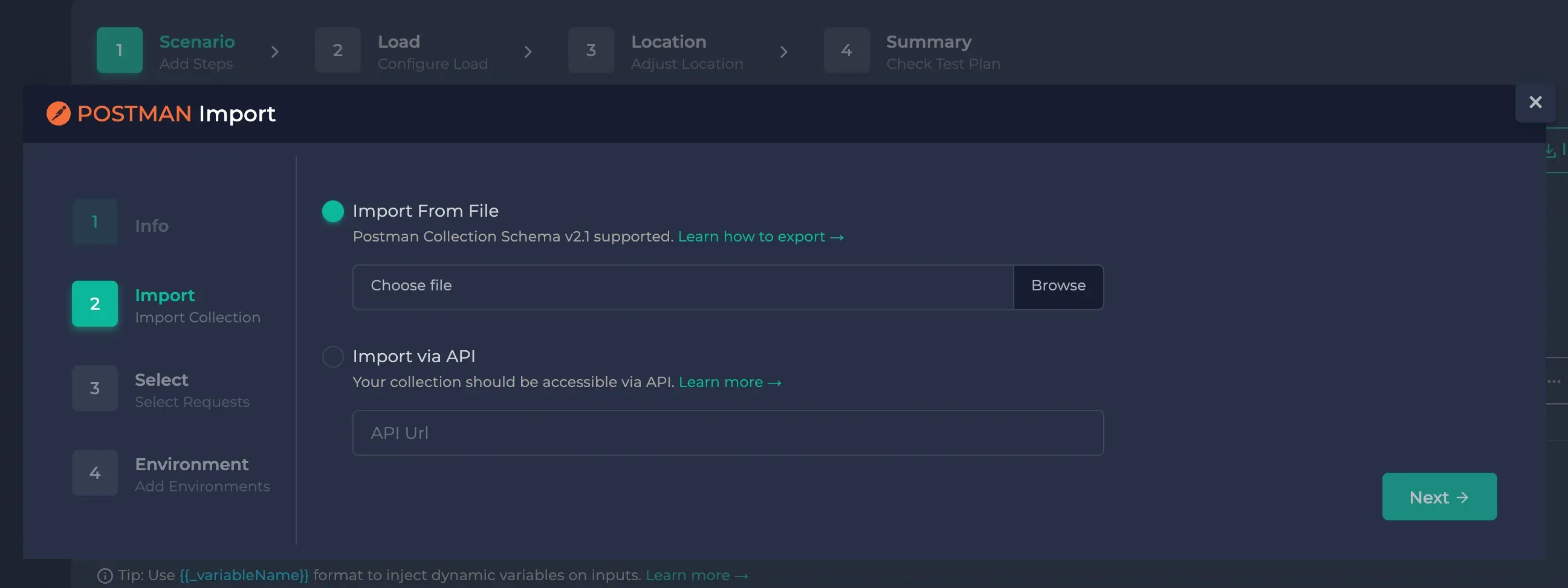 Import postman from the file