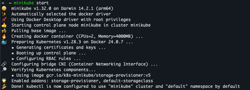 Minikube start on terminal