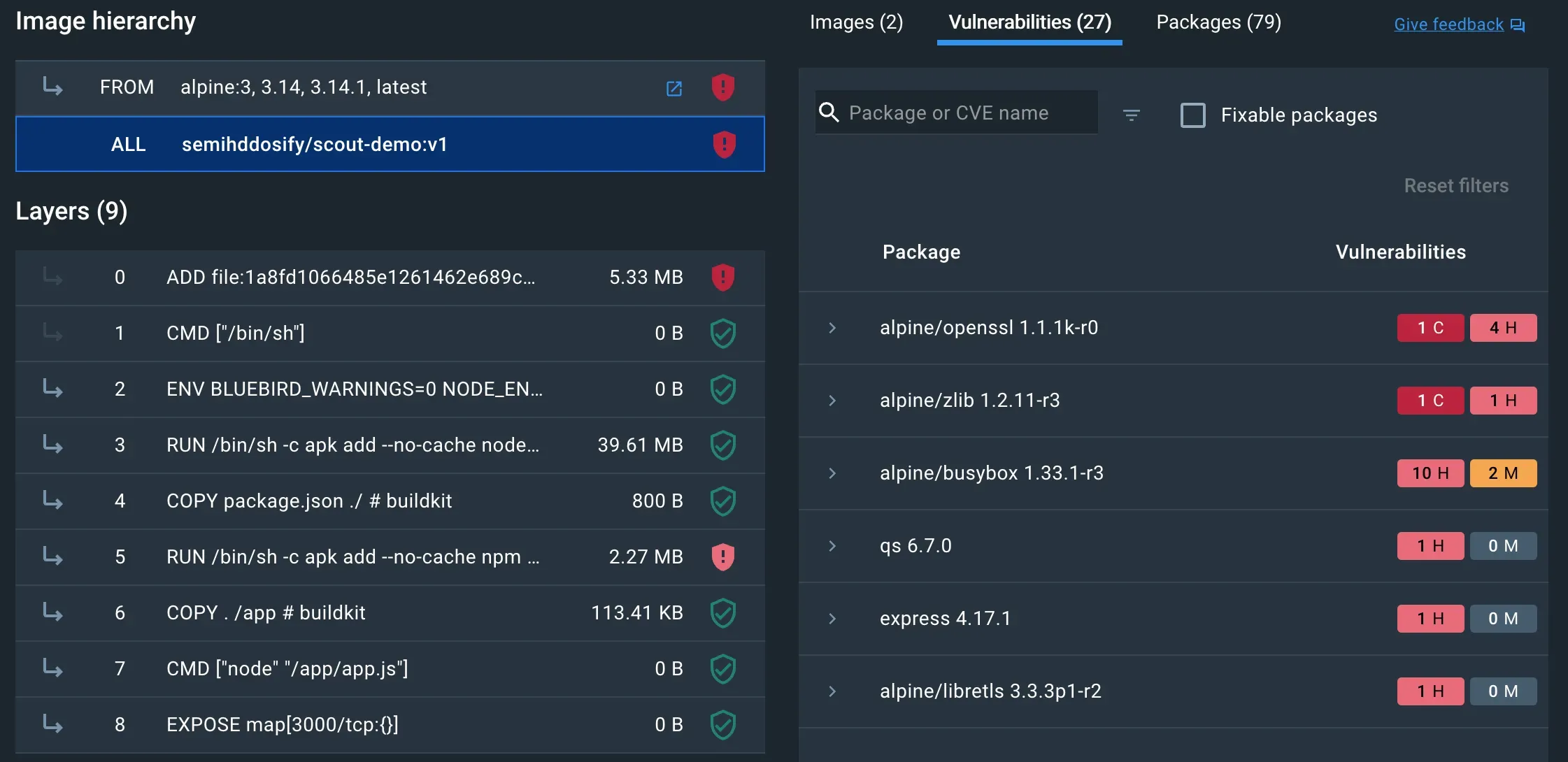 Analyze image vulnerabilities