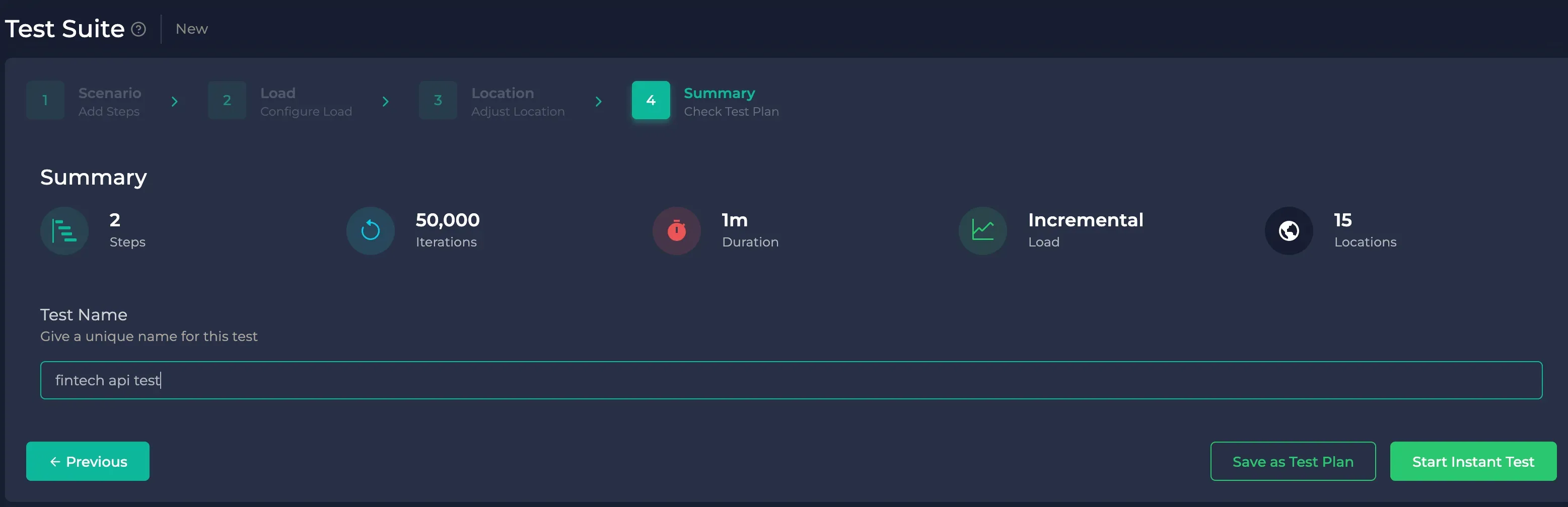 fintech api test save