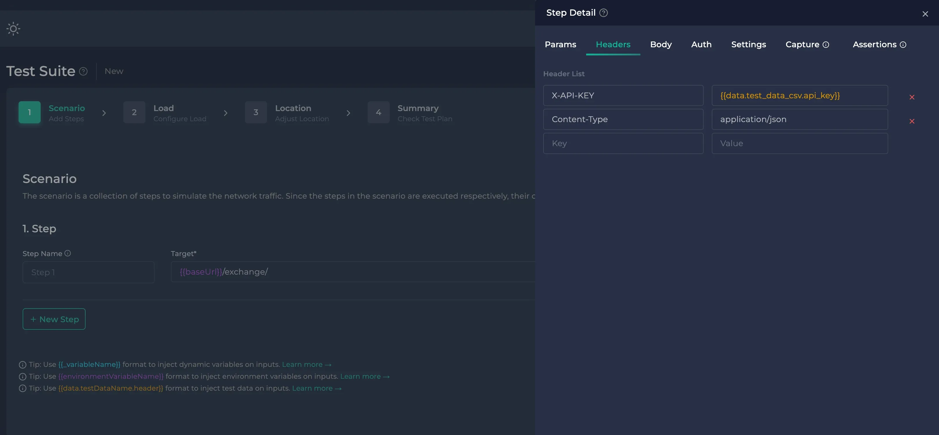 header configuration