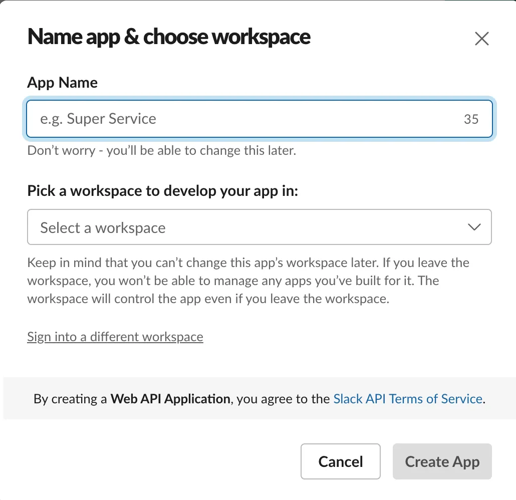 Slack app creation 2